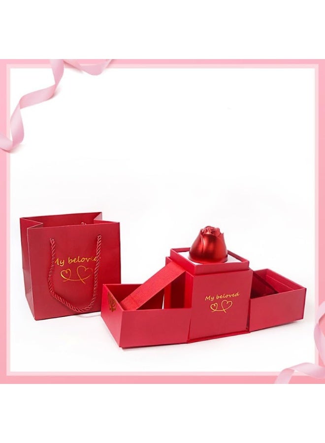 علبة مجوهرات على شكل وردة مرفوعة تستخدم لتقديم هدايا الخواتم أو القلائد - Image 2